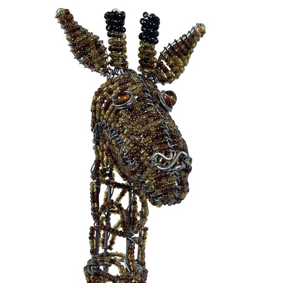 Handmade Other - Handmade Giraffe Artisan South Africa Art Brown Glass Beads Wire 14.5" Vintage
